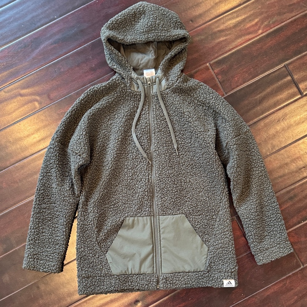 Adidas Olive Sherpa Fleece Jacket